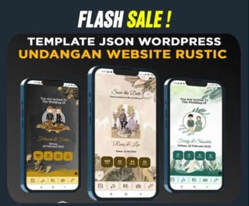 Template Website Undangan Pernikahan Kekinian Rustic format JSON WordPress Wedding Invitation Digital