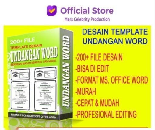 Paket 200 Template Desain Undangan Invitation Wedding MS Word Usaha Percetakan Edit File Format DOC