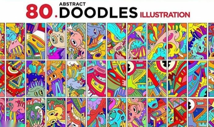 80 CARTOON DOODLE ILLUSTRATIONS