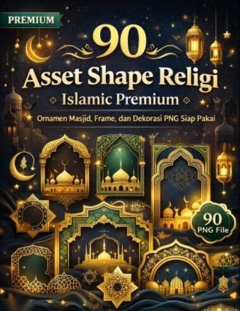 90 Asset Shape Religi Islamic Premium | Ornamen Masjid, Frame, dan Dekorasi Siap Pakai