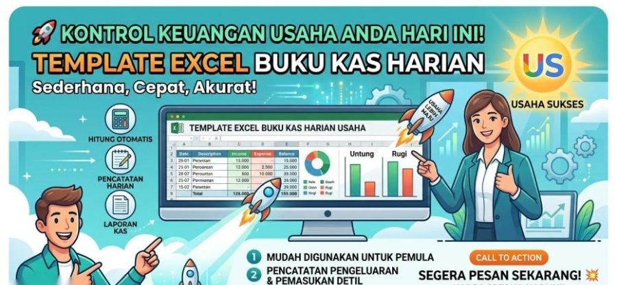 Template Excel Buku Kas Harian Usaha – Mudah & Otomatis