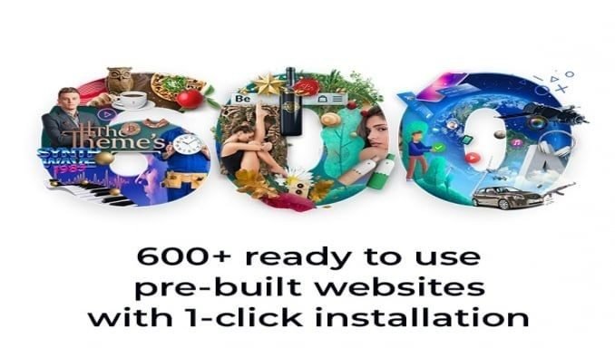 600+ pre-built websites with 1-click installation