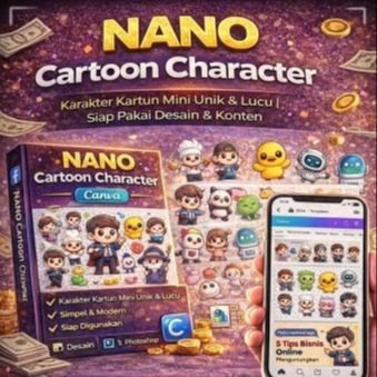 Nano Cartoon Character | Karakter Kartun Mini Unik & Lucu | Siap Pakai Desain & Konten + BONUS