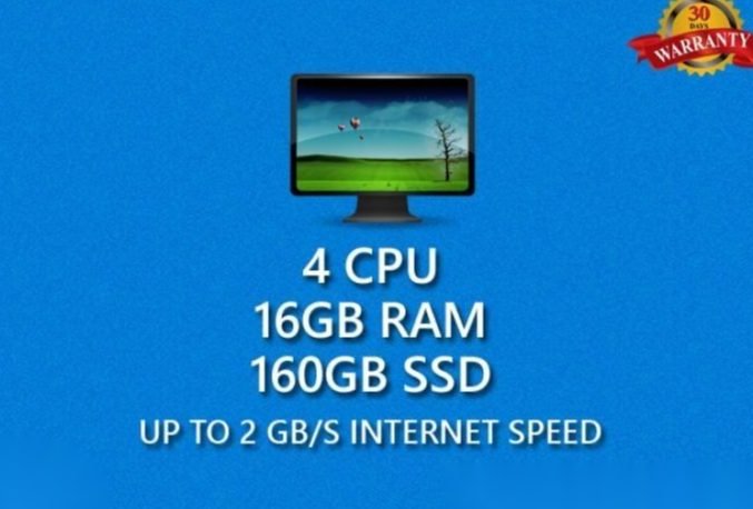 RDP VPS 4 CPU 16 GB RAM 160GB SSD WINDOWS/LINUX FULL ADMINISTRATOR