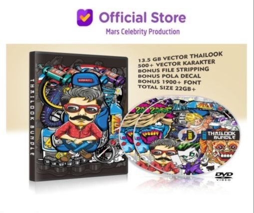 Paket Template Desain Kaos Thailook Decal Sticker Vector Kartun - Design Grafis Usaha Lengkap