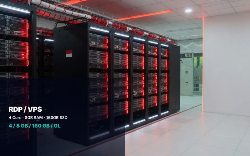 RDP VPS 4 CPU 8 GB RAM SSD 160GB FULL GARANSI