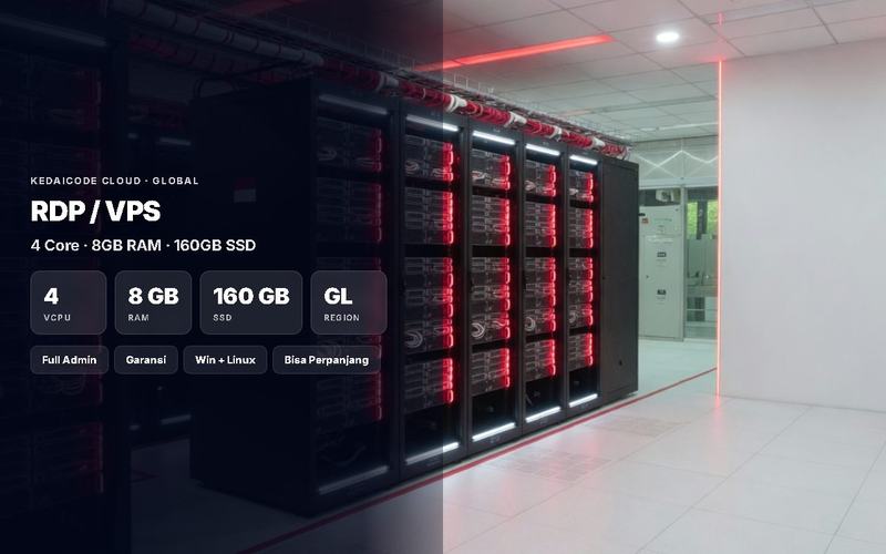 RDP/VPS Full Windows/Linux 4CPU 8GB RAM SSD 160Gb Bergaransi