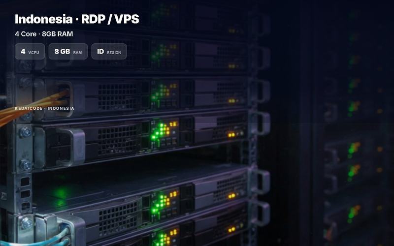 RDP VPS INDONESIA RAM 8 GB 4 CPU MINGUAN BERGARANSI BISA DI PERPANJANG