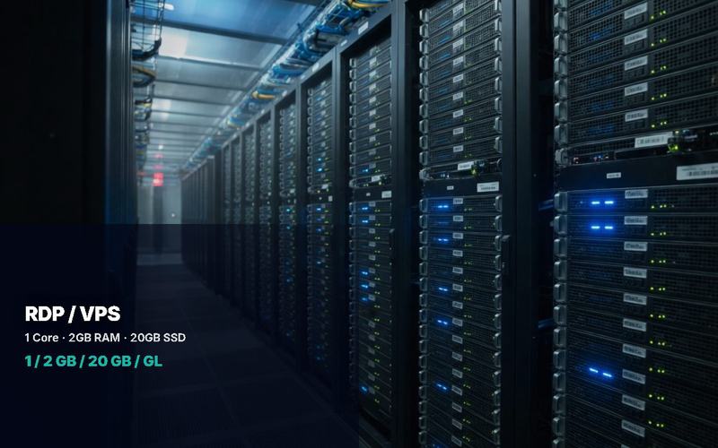RDP/VPS Windows/Linux 1CPU 2GB RAM SSD 20Gb Uplive 99%