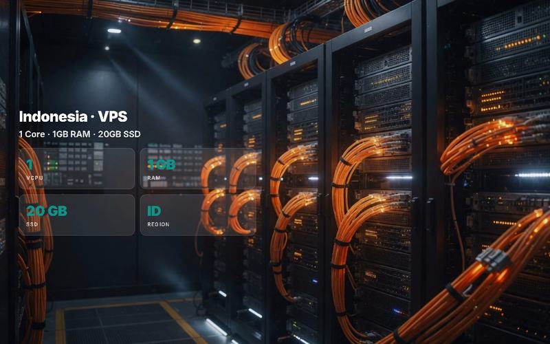 VPS Indonesia Spek 1 vCPUs 1 GB RAM 20 GB Storage