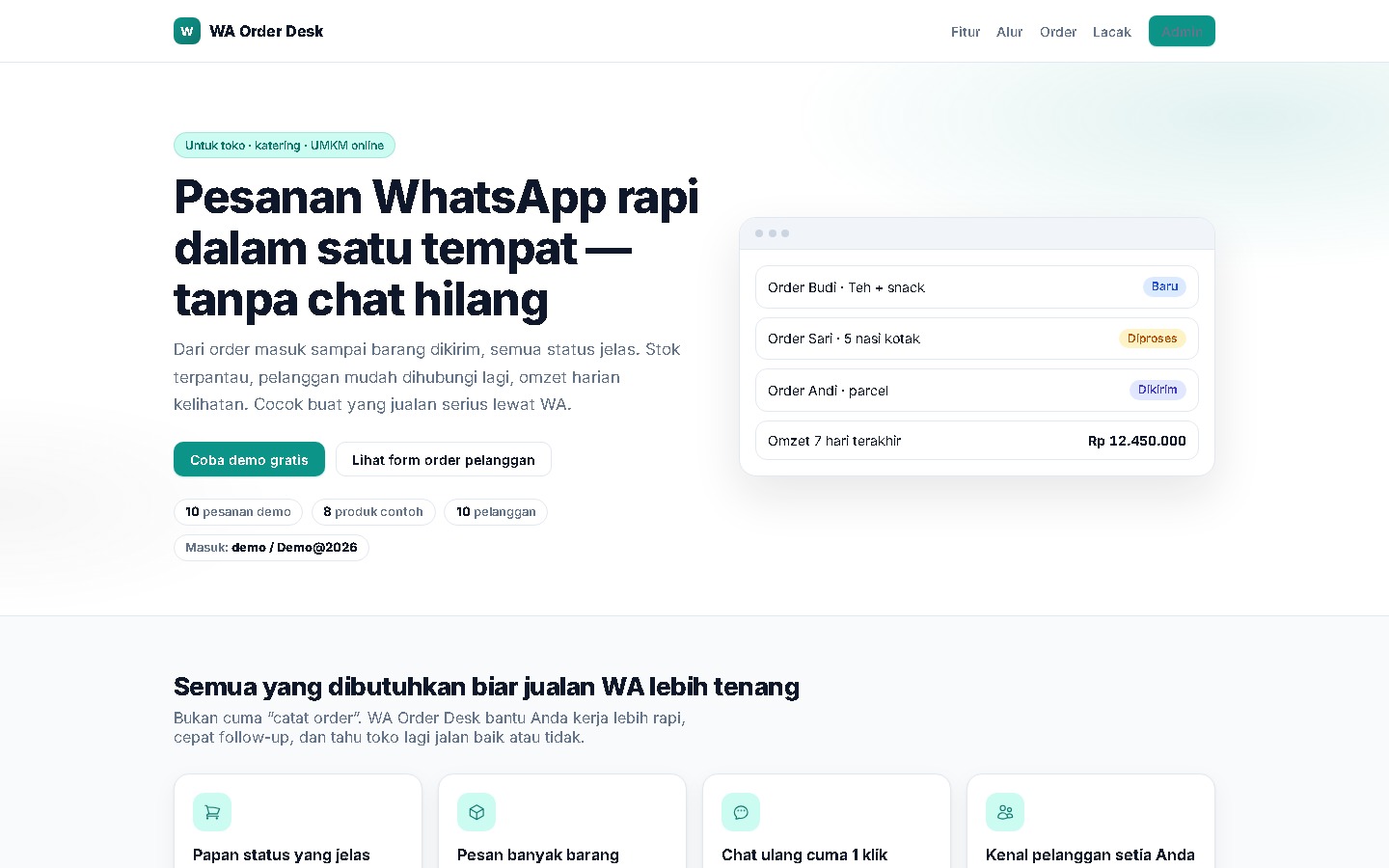 Landing WA Order Desk