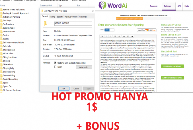 [ HOT PROMO ] Artikel B.Ingrris Random + Bonus WordAi Termurah