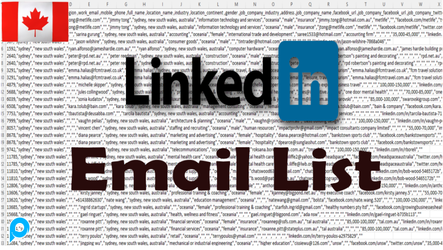 1 Juta Canada Linkedin Email List Complete Info + Bonus Tool MaxBulk Mailer PRO untuk Mengirim Email