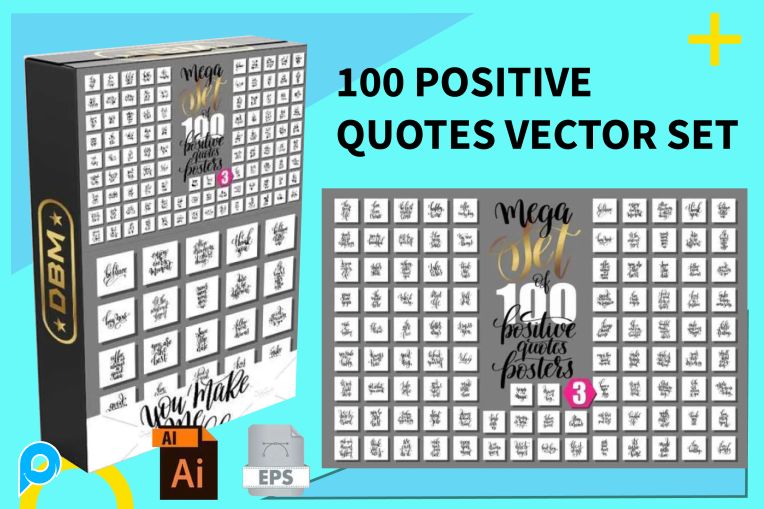 100 POSITIVE QUOTES VECTOR SET