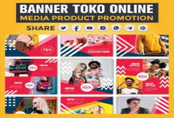 100 banner promosi Format PPT dan bisa Anda Edit Teks-nya