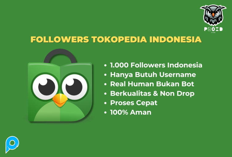 1.000 (1K) Followers Tokopedia Indonesia Real Human Berkualitas & No Drop