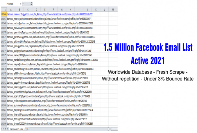 1.5 Juta Database Email List Terhubung Facebook Aktif 2021