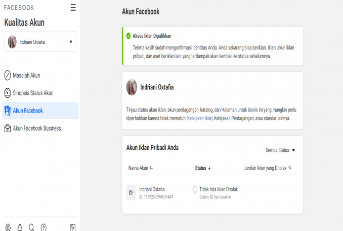 2 Akun FB Verified /Ads Dipulihkan Buat Iklan/Ads Di Facebook