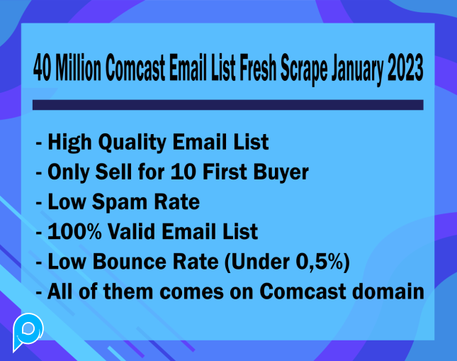 40 Juta Comcast Email List Fresh Scrape January 2023