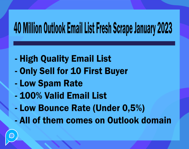 40 Juta Outlook Email List Fresh Scrape January 2023