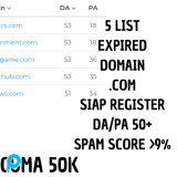 5 LIST EXPIRED DOMAIN .COM + (BONUS) DA 50+ SS RENDAH CUMA 50K!