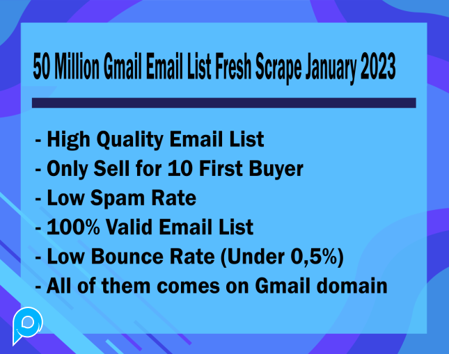 50 Juta Gmail Email List Fresh Scrape January 2023