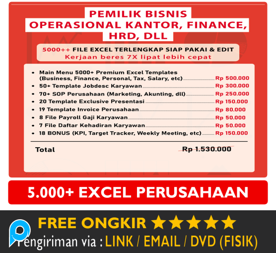 5.000+ Template Excel untuk Business Finance Personal Tax Salary Operasional Kantor HRD Job Desc KPI