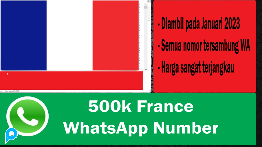 500k Nomor WA/Telp Prancis Aktif Fresh Scrape 2023 + Bonus WhatsApp Bulk Sender PRO