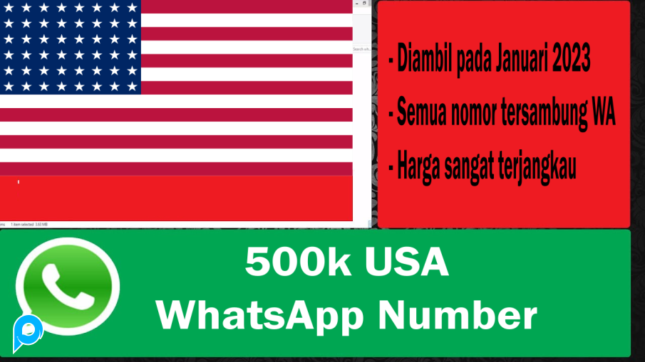 500k Nomor WA/Telp USA Aktif Fresh Scrape 2023 + Bonus WhatsApp Bulk Sender PRO