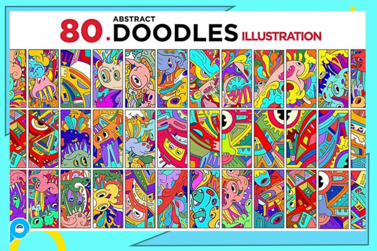 80 CARTOON DOODLE ILLUSTRATIONS
