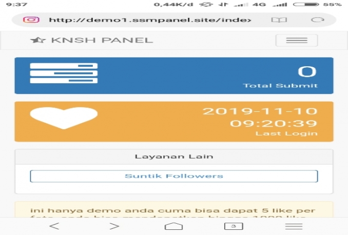 admin panel auto like dan Followers instagram