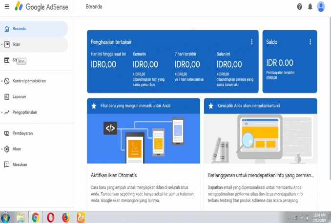 Akun Adsense Non Hosted