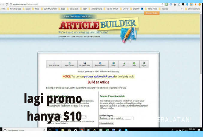 Akun Article Builder murah [Lagi Promo]