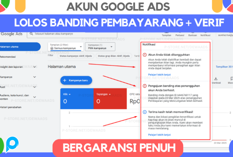 Akun Bagus !! Akun Google Ads Dipulihkan Valid + Verif Pengiklan (Bergaransi)
