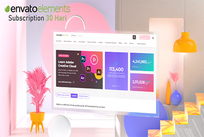 Akun Envato Elements Premium Unlimited Downloads
