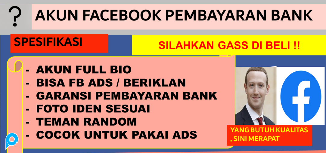 Akun Facebook FBAds FB Ads Pembayaran Bank + Foto Data Diri+ A2F On + Teman Banyak + Bisa Iklan