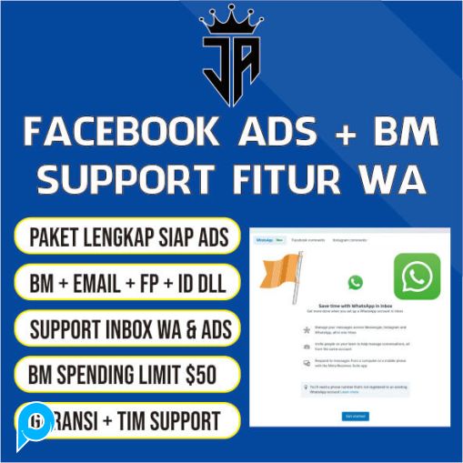 AKUN FB + FANPAGE FITUR WA + BM + WA (SUDAH KONEK WA)