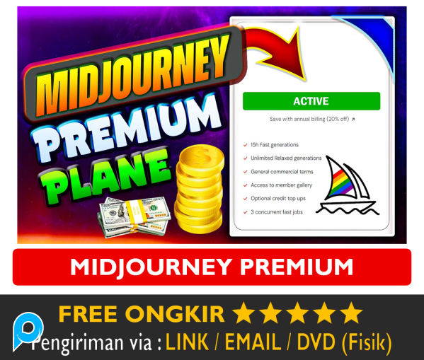 Akun MidJourney Premium Mid Journey AI ART Generator iOS Android iPhone Bergaransi All Devices
