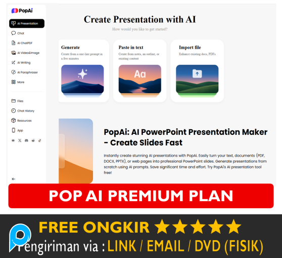 Akun Pop AI Premium Pro Account PopAI Bergaransi AI Desain Assistant Presentation