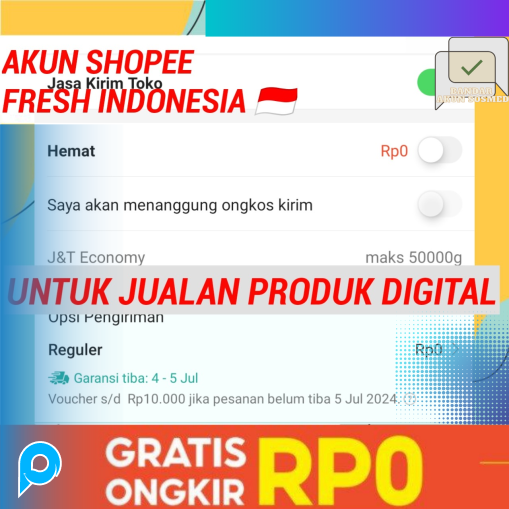 AKUN SHOPEE OREN SHOPPING INDONESIA SAMOK UNTUK JUALAN PRODUK DIGITAL