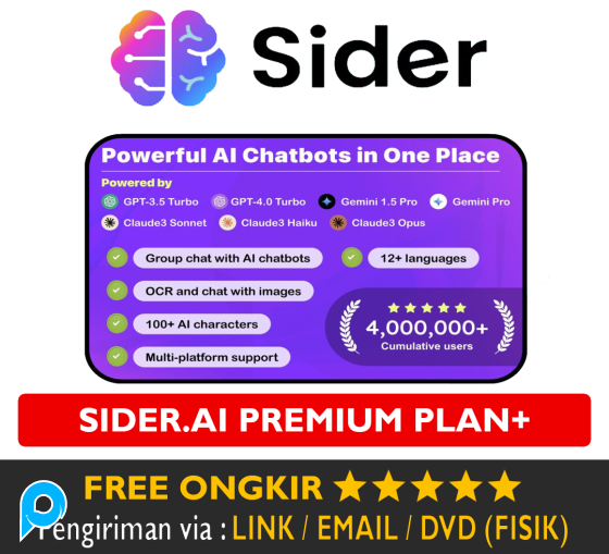 Akun Sider AI ChatGPT Turbo Premium Account SideAI Support Deepseek + Claude + Gemini + AI Tools Ber