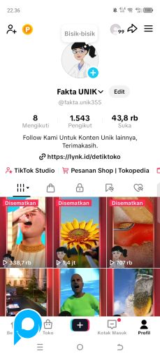 Akun TikTok Pribadi Followers 1000 FYP Konten Bisa Affiliate