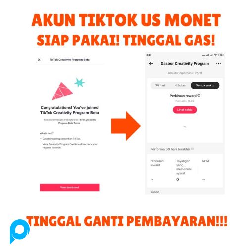 Akun Tiktok Udah Monet Luar Negeri US Fyp Followers Bisa Live tinggal ganti rekening tinggal gas upl