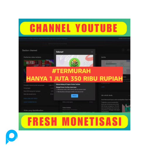 Akun Youtube Monetisasi Termurah Sepaket AdSense