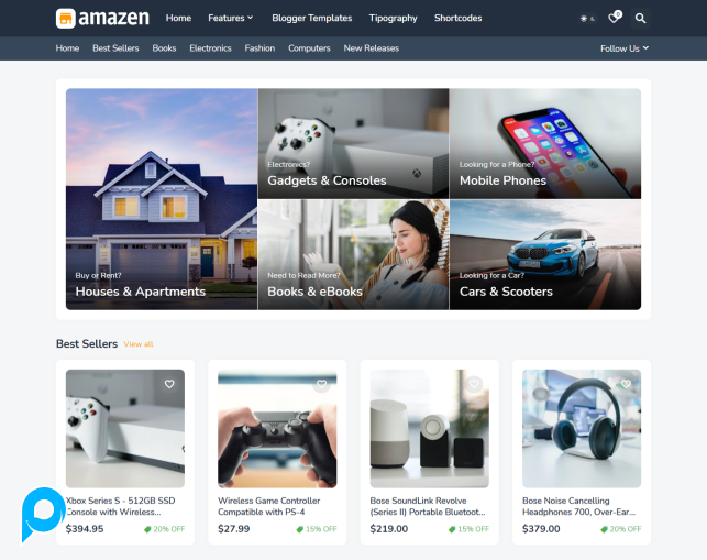 Amazen Responsive Affiliate & Classified Ads Premium Blogger Template