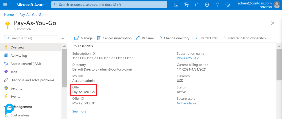 Azure Pay As You Go Full Access | App Service & Region ID Open
