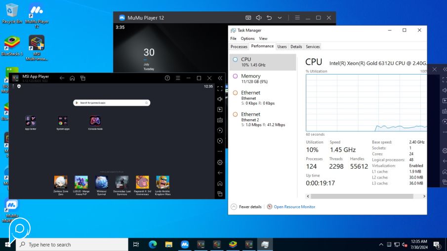 BARE METAL RDP  Dedicated  Server ,Sup Emulator,Bot,OBS, Spek 48 CPU  3.6Ghz Turbo Boost 128GB RAM