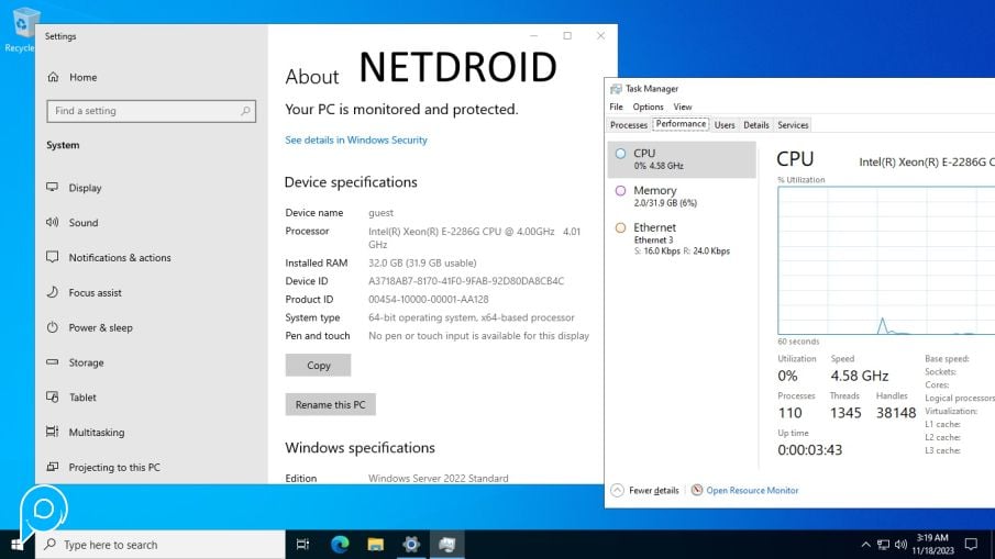 BARE METAL RDP,Support Emulator,VPN,Bot,OBS, Windows Spek 12 CPU  4.5Ghz Turbo Boost 32GB RAM SPEED 