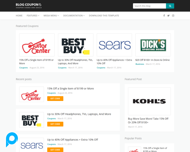 Blog Coupon Premium Blogger Template