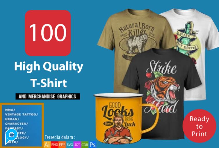 Bundle 100 T-shirt Design untuk Designer